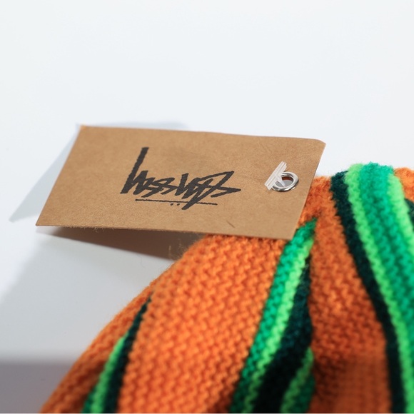 Stussy Striped Beanie - Orange and Green - Picture 3 of 6